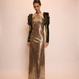 Gold Velvet Bloom Gown