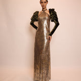 Gold Velvet Bloom Gown