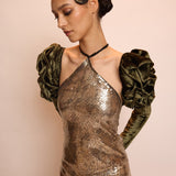 Gold Velvet Bloom Gown