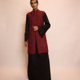 Wine Silk Sadri