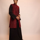 Wine Silk Sadri