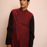 Wine Silk Sadri
