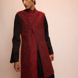 Wine Silk Sadri