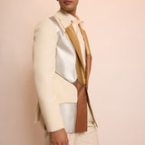 Cream Wool Leather Jacket