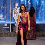 Magenta Silk Satin Gown