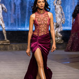 Magenta Silk Satin Gown