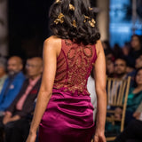 Magenta Silk Satin Gown