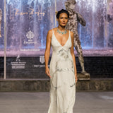 White Silk Chiffon Gown