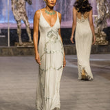 White Silk Chiffon Gown
