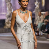 White Silk Chiffon Gown