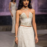 White Crystal Lehenga Set