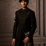 Dark Linen Embroidered Jacket