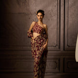 Deep Wine Embroidered Sari