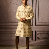 Gold Silk Beaded Sherwani
