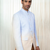 Azure Dusk Linen Bandgala Jacket