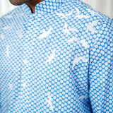 Polka & White Bird Embroidered Cotton Kurta