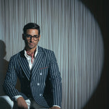Denim Pinstripe Double Breasted Jacket
