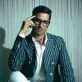 Denim Pinstripe Double Breasted Jacket